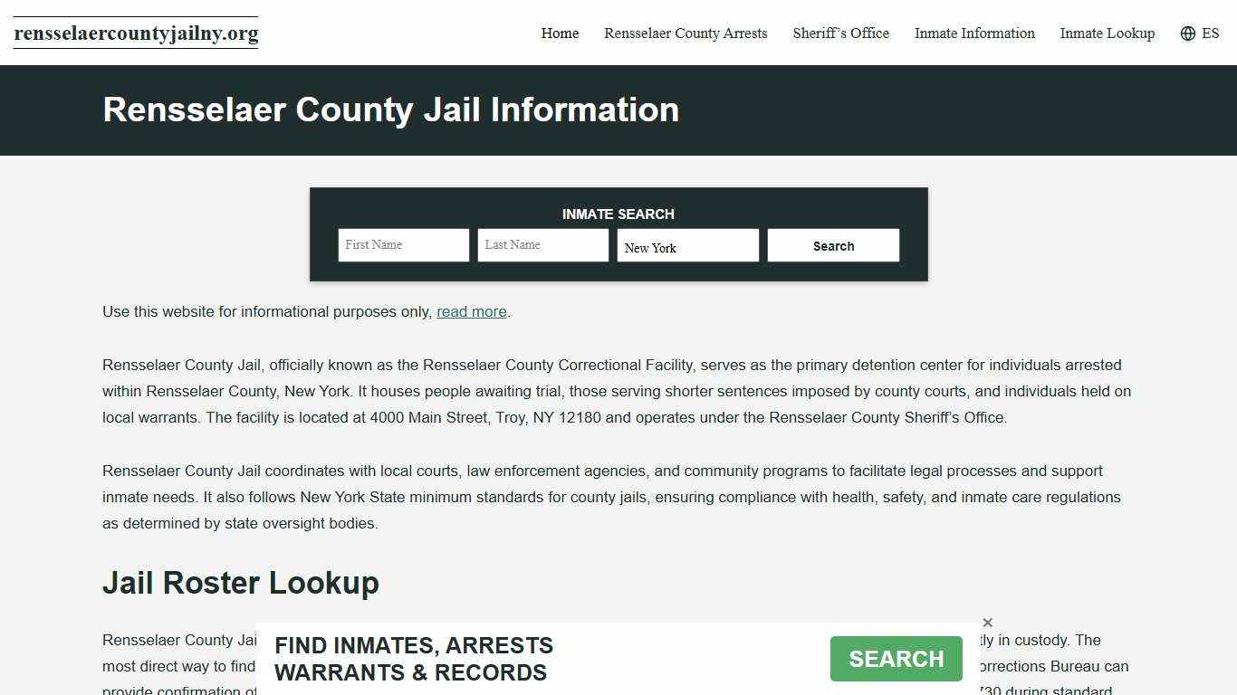 Rensselaer County, NY Jail Roster, Inmate Info